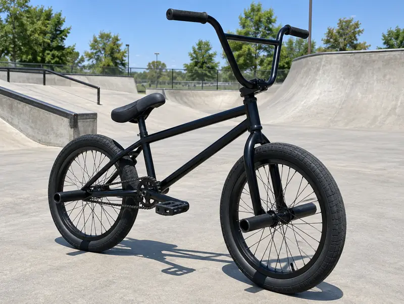 BMX bike in a concrete skatepark
