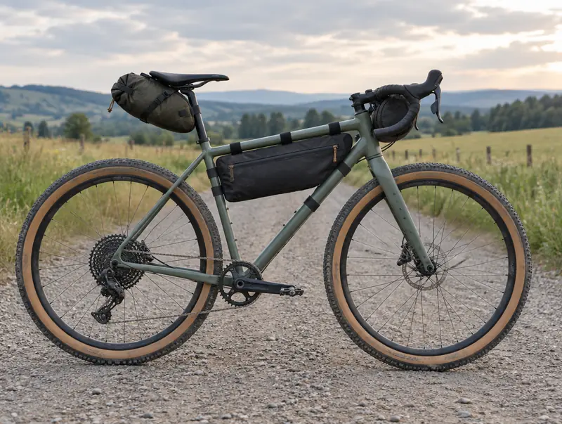Gravel bike with bikepacking bags