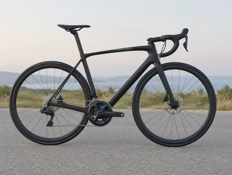 Carbon road bike with drop handlebars